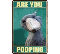 Funny Sign Vintage Tin Metal Sign Retro Wall Art Are You Pooping Shoebill for Bathroom Study Entryway Living Room and Bar Great Gift for Friends 12x8 Inch (Shoebill)