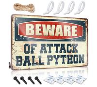 Funny Signs For Bar Beware Of Attack Ball Python Sign Retro Tin Signs Wall Decor Metal Tin Sign(30X40CM)