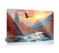 Funny Signs For Bar Eagle Soaring Over Autumn Landscape Tin Sign Dorm Room Door Sign Beer Signs For Bar(20X30CM)