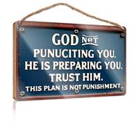 Funny Signs For Bar God Not Punuciting You. He Is Preparing You. Trust Him. This Plan Is Not Punishment Camper Decor Wood Bathroom Hanging Sign(20X30CM)