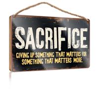 Funny Signs For Bar Sacrifice: Giving Up Something That Matters For Something That Matters More. Camper Decor Wood Bathroom Hanging Sign(15X28CM)