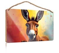 Funny Signs for Bathroom A Close-up Painting of A Donkey's Face with Expressive Eyes Kitchen Sign Decor Outdoor Decorations for Patio(15X28CM)