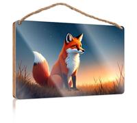 Funny Signs for Bathroom A Fox Sitting in A Field At Sunset Kitchen Sign Decor Outdoor Decorations for Patio(20X30CM)