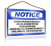 Funny Signs For Bathroom Notice Warning! Explosives In Use! Blasting Area Wooden Sign Home Decor Ideas Kitchen Fall Signs For Home Decor(15X28CM)