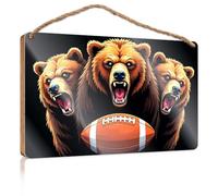 Funny Signs for Bathroom Three Bears Roaring with an American Football Kitchen Sign Decor Outdoor Decorations for Patio(15X28CM)