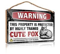Funny Signs For Bathroom Warning This Property Is Protected By A Highly Trained Cute Fox Wooden Sign Bar Signs For Home Decor Hippie Decor(20X30CM)