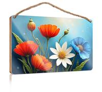 Funny Signs for Bedroom Colorful Flowers Bloom Against A Blue Sky Funny Signs for Bathroom Restroom Decor(23X35CM)