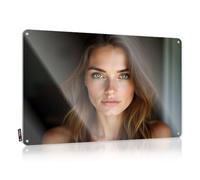 Funny Signs For Home Bar A Woman With Long Brown Hair Looking Directly At The Camera. Tin Sign Vintage Decor Cave Man Bar(20X30CM)