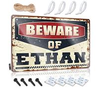 Funny Signs For Home Bar Beware Of Ethan Sign Things For Boys Room Beer Signs Metal Vintage(20X30CM)