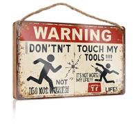 Funny Signs For Home Decor Warning: Tools Are Off-Limits - Danger Ahead! Wooded Sign Vintage Decor Wooden Hanging Wall Sign(20X30CM)