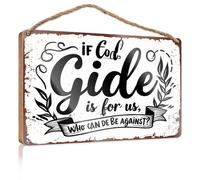 Funny Signs For Man Cave If God Is For Us, Who Can Be Against? Winter Door Sign House Decor Clearance(15X28CM)