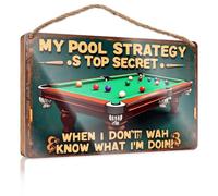 Funny Signs For Man Cave My Pool Strategy Is Top Secret When I Don't Know What I'm Doing. Winter Door Sign House Decor Clearance(15X28CM)