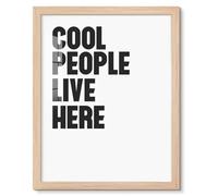 Funny Signs Wall Art - Cool People Live Here Canvas Prints Wall Decor Humor Words Poster Modern Framed Picture Ready to Hang for Teen Girls Bedroom Living Room Home Walls Decoration - 8"x10"x1Pcs