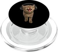 Funny Silly Cat With Headphones Singing Cat Meme Karaoke PopSockets PopGrip for MagSafe