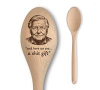 Funny Silly David Attenborough Inspired Engraved Wooden Spoon - Bad Secret Santa Gift for Adults - 'and here we See… a s**t Gift’ - Affordable & Fun Baking Gift for Men/Women - Unofficial Fan Item