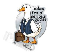 Funny Silly Goose Badge Reel Today I'm a Serious Goose ID Badge Holder Retractable Clip, Hospital Pediatric Medical CNA RN Badge Reels Accessories -477