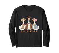 Funny Silly Goose Cowboy Western Cowgirl Goose Humor Design Long Sleeve T-Shirt