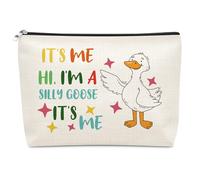 Funny Silly Goose Makeup Bag for Women Geese Themed Gifts Silly Goose Gifts for Women Funny Gift for Friend Sister Bestie Best Friend Lady Female Cosmetic Bag Birthday Gift for Geese Lovers