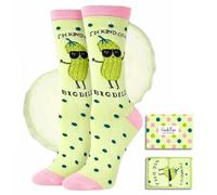 Funny Silly Socks for Women - Pickle Socks Women, Dill Pickle Gifts for Teen Girls, Cute Stocking Stuffers, Pickle Green, M
