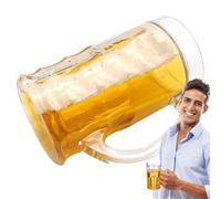Funny Simulated Beer Muture, Fake Beer Mug - Realistic Beer Mug with Handles - Dishwasher Safe Screen Toy for Party, BBQ, Holiday and Other Sc