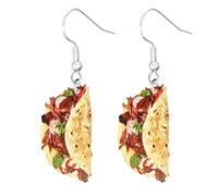 Funny Simulated Food Earring Acrylic Fries Hamburger Taco Hotdog Cheese Dangle Earrings for Women Jewelry, Acrylic, acrylic