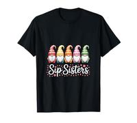 Funny Sip Sisters Gnomes Watercolor Saying T-Shirt