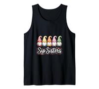 Funny Sip Sisters Gnomes Watercolor Saying Tank Top
