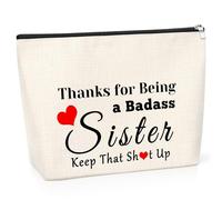 Funny Sister Gift for Sister Friendship Gifts for Sister Makeup Bag Motivational Presents for Women BFF Cosmetic Bag Inspirational Graduation Birthday for Bestie Best Friend