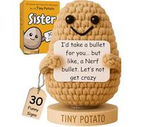 Funny Sister Gifts - Handmade Crochet Potato Doll with 30 Signs | Cute Sisters Presents Ideas for Christmas, Unique Birthday Gift for Sister from Sisters, Brother, Step Bonus Sis