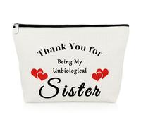Funny Sister in Law Gifts Makeup Bag Wedding Gift for Unbiological Sister Birthday Gifts Cosmetic Bag Bonus Sister Gifts from Sister Friendship Gifts Step Sister Gifts for Christmas Mothers Day
