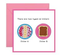 Funny Sisters Greeting Card - Two Types Breakfast Bowl and Toast Joke- Cute Sibling Banter Female Humour Sis Sibs Fam Stepsis Ladies Girls Family - Comes with Fun Stickers