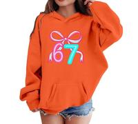 Funny Six Seven 6 7 Meme 6 7 Meme Shirt Six Seven Long Sleeve Pullover Sweatshirt School T-Shirt Comfortable Soft Fabric Christmas Elf-Shirt Fun Jumper for Boys Girls Orange