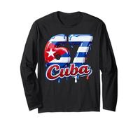 Funny Six Seven Ice Cream Drip 6 7 Kids Meme 67 Cuba Flag Long Sleeve T-Shirt