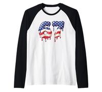 Funny Six Seven Ice Cream Drip 6 7 Kids Meme 67 USA Flag Raglan Baseball Tee