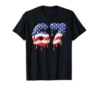 Funny Six Seven Ice Cream Drip 6 7 Kids Meme 67 USA Flag T-Shirt