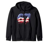 Funny Six Seven Ice Cream Drip 6 7 Kids Meme 67 USA Flag Zip Hoodie