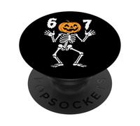 Funny Six Seven Jack-O-Lantern Skeleton Halloween 6 7 Meme PopSockets Adhesive PopGrip