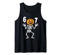 Funny Six Seven Jack-O-Lantern Skeleton Halloween 6 7 Meme Tank Top