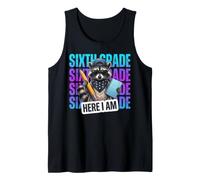 Funny Sixth Grade Feral Raccoon Here I Am Back to School Tank Top