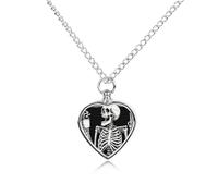 Funny Skeleton Art Pet Urn Necklace for Dog Cat Ashes Heart Pets Cremation Keepsake Waterproof Pendant Memorial Jewelry Pendants Gifts for Women Men