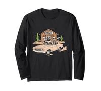 Funny Skeleton Bank Robbers in Classic Car Design Long Sleeve T-Shirt