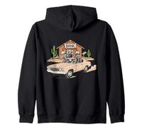 Funny Skeleton Bank Robbers in Classic Car Design Zip Hoodie