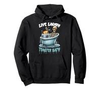 Funny Skeleton Bathing With Toaster Live Laugh Toaster Bath Pullover Hoodie