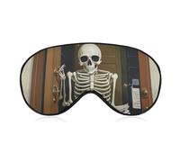 Funny Skeleton Bathroom Canvas Sleeping Mask, Light Blocking Eye Mask, Comfortable and Soft, Eye Cover with Elastic Band, Suitable for Men and Women, Suitable for Travel/Sleeping