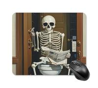 Funny Skeleton Bathroom Canvas Square Mouse Pad Portable Computer Mousepad with Non-Slip Rubber Base 25 * 30cm Ultra-Thin Gaming Mouse Mat for Computer Laptop Office Desk Accessories