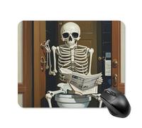Funny Skeleton Bathroom Canvas Square Mouse Pad Portable Computer Mousepad with Non-Slip Rubber Base 20 * 25cm Ultra-Thin Gaming Mouse Mat for Computer Laptop Office Desk Accessories