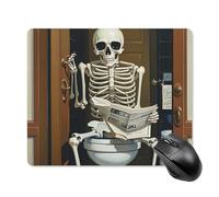 Funny Skeleton Bathroom Canvas Square Mouse Pad Portable Computer Mousepad with Non-Slip Rubber Base 18 * 22cm Ultra-Thin Gaming Mouse Mat for Computer Laptop Office Desk Accessories
