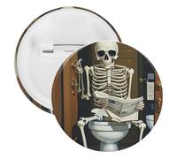 Funny Skeleton Bathroom Canvas Tinplate Badge Personalized Round Brooch Large Craft Button Suitable for Teachers, Nurses, Doctors, Staff, Party Gift Accessories, 20pcs, Plastic, plastics