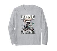 Funny Skeleton Biker Motorcycle, Bone to Be Rebel Rocker Long Sleeve T-Shirt