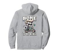 Funny Skeleton Biker Motorcycle, Bone to Be Rebel Rocker Pullover Hoodie